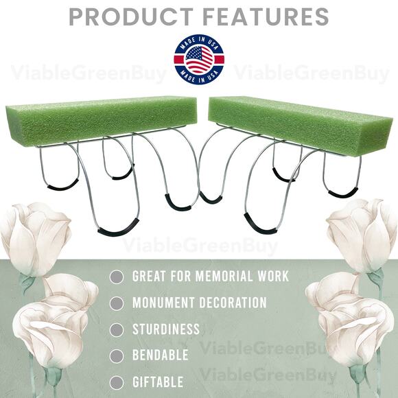 2 Pack Cemetery Saddle With Foam 2 Pack Headstone Saddle Galvanized Wire - Picture 4 of 4